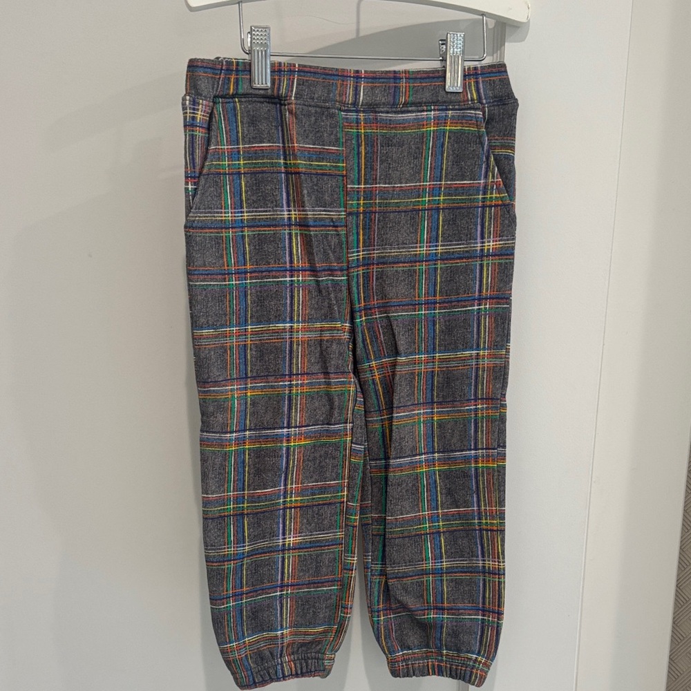 The Bonnie Mob Kids Tartan Joggers in Grey NEW size 3/4